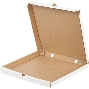 Короб картонный для пиццы 350x350x40 мм беленый гофрокартон Т-23 (10 штук в упаковке)