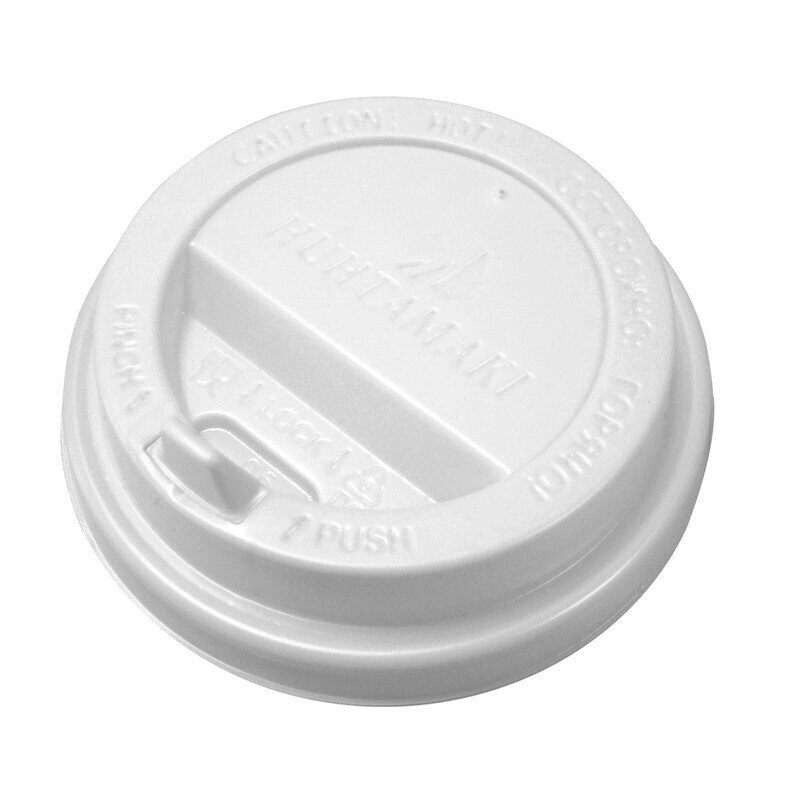Крышка для стакана Huhtamaki пластиковая белая 80 мм с клапаном 100 штук в упаковке от компании Арсенал ОПТ - фото 1