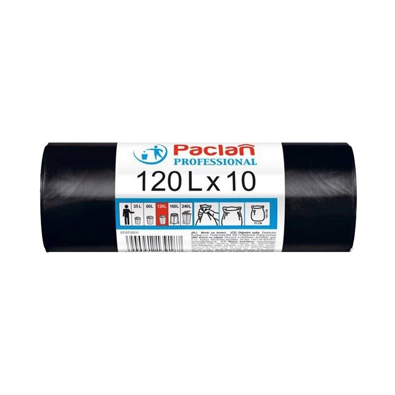 Мешки для мусора на 120 литров Paclan Professional черные (12.8 мкм, в рулоне 10 штук 70x105 см) от компании Арсенал ОПТ - фото 1