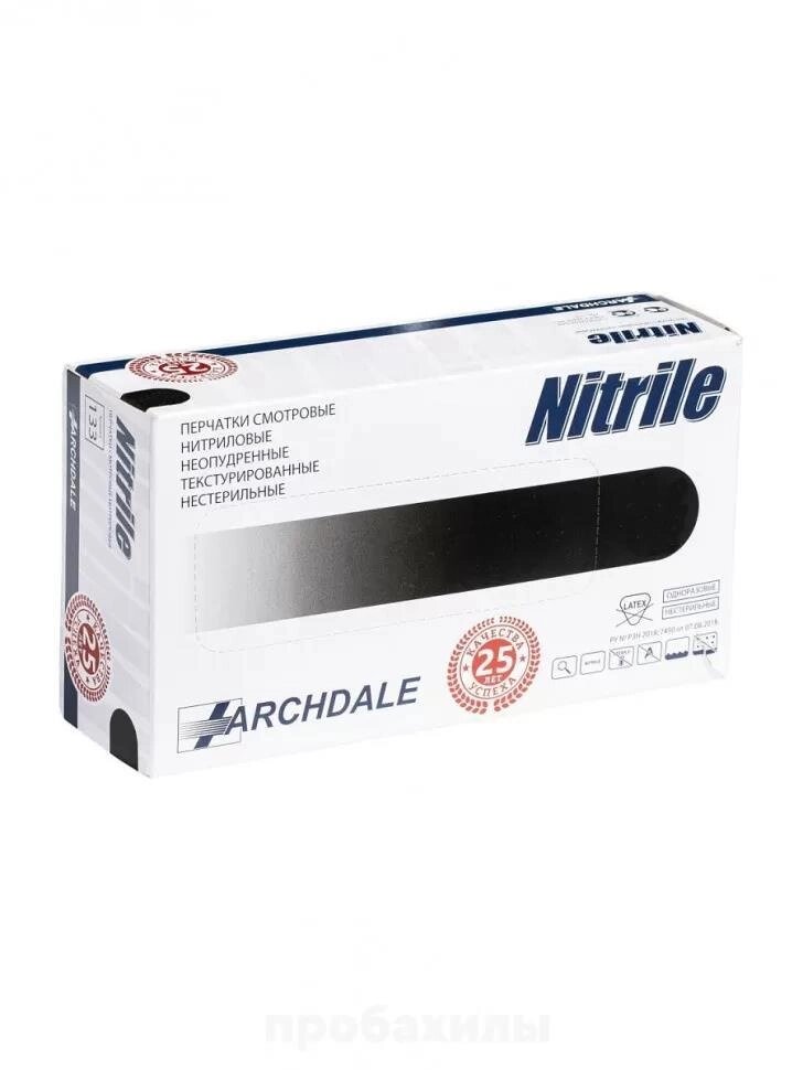 Nitrile, Перчатки нитриловые, плотные, черные, размер L, 50 пар от компании Арсенал ОПТ - фото 1