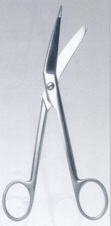 Ножницы для разрезания повязок с пуговкой горизонтально-изогнутые, 185 мм от компании Арсенал ОПТ - фото 1