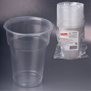 Одноразовые стаканы ЛАЙМА Бюджет, комплект 20 шт., пластиковые, 0,5 л, прозрачные, ПП, холодное/горячее