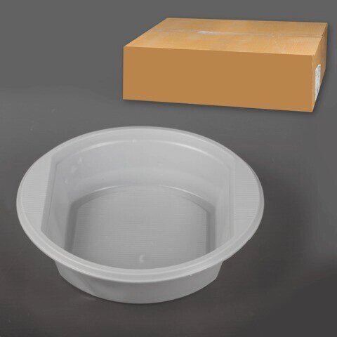 Одноразовые тарелки, комплект 1250 шт. (25 упаковок по 50 штук), пластиковые, суповые, 0,5 л, белые, ПС от компании Арсенал ОПТ - фото 1