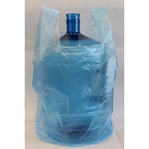Пакет-майка на бутыль 19 литров Знак Качества ПНД прозрачный 18 мкм (32+20x68 см, 100 штук в упаковке)
