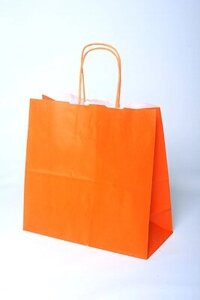 Пакеты 24х25х11 белые с кручеными ручками. окрашеный в оранжевый цвет 100гр/м