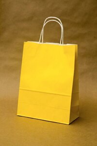 Пакеты 32х25х11 белый с кручеными ручками. окрашеный в цвет Желтая