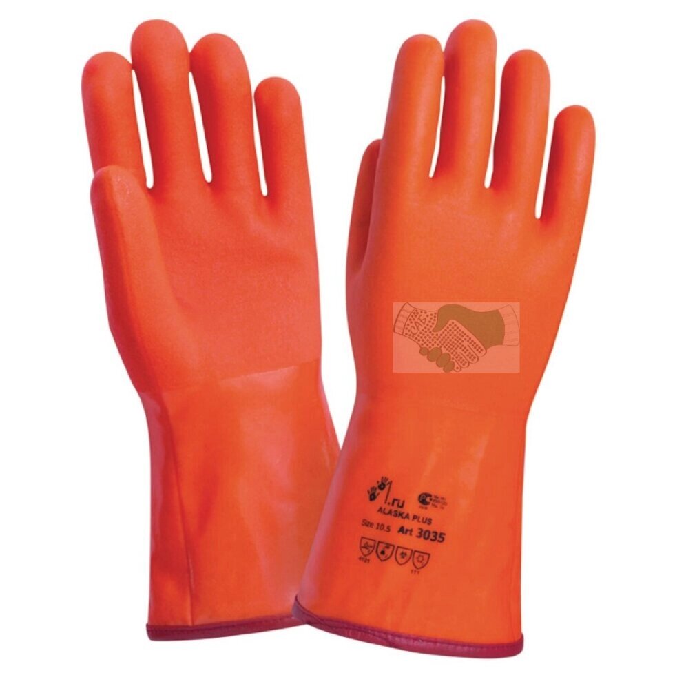 Перчатки нефтеморозостойкие "Аляска-Фламинго" манжета: мягкая крага от компании Арсенал ОПТ - фото 1