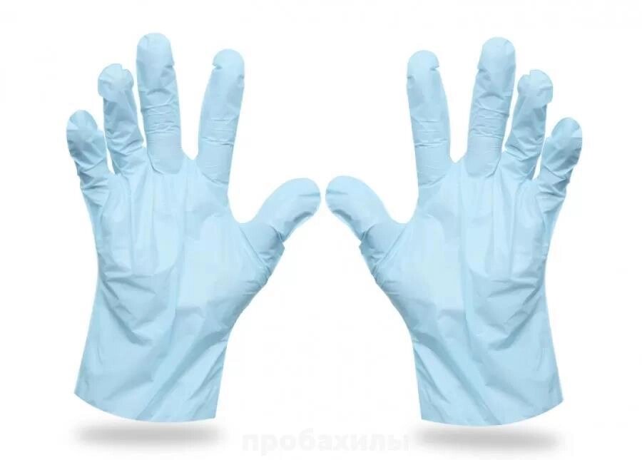 Перчатки одноразовые, ТПЭ из термопластичного эластомера, голубые, 50 пар L от компании Арсенал ОПТ - фото 1