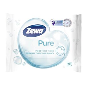 Бумага туалетная влажная Zewa Pure без аромата (42 штуки в упаковке)