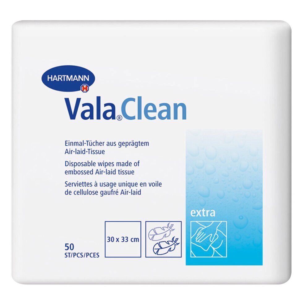 Vala Clean extra (9922340) Вала Клин экстра - Одноразовые салфетки 30 х 33 см, 50 шт. - преимущества