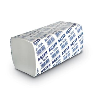Полотенца бумажные листовые Aster Pro 131201 V-сложения 2-слойные 20 пачек по 200 листов