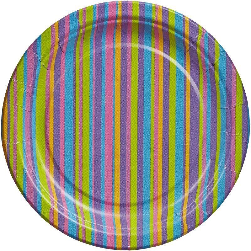 Тарелка одноразовая Buffet-Party Джайв бумажная разноцветная 230 мм 6 штук в упаковке - Арсенал ОПТ