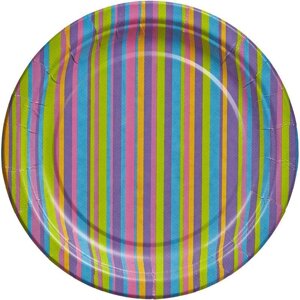 Тарелка одноразовая Buffet-Party Джайв бумажная разноцветная 230 мм 6 штук в упаковке