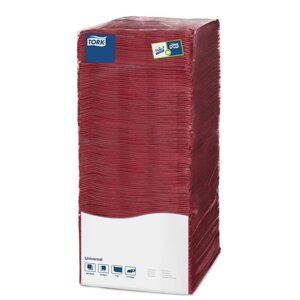 Салфетки бумажные Tork Big Pack 478669 1-слойные 25x25 см бордовые (500 штук в упаковке)