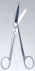 Ножницы для разрезания повязок с пуговкой горизонтально-изогнутые, 185 мм