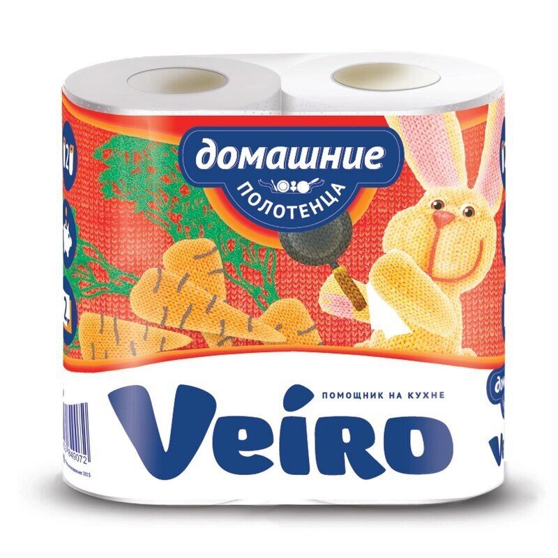 Полотенца бумажные Veiro Домашние с тиснением двухслойные (2 рулона по 12.5 метра) - распродажа