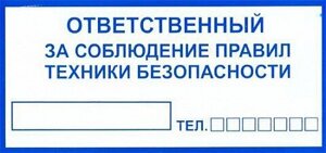 Знак Эксклюзив L10 Ответственный за технику безопасности (размер 200х100)