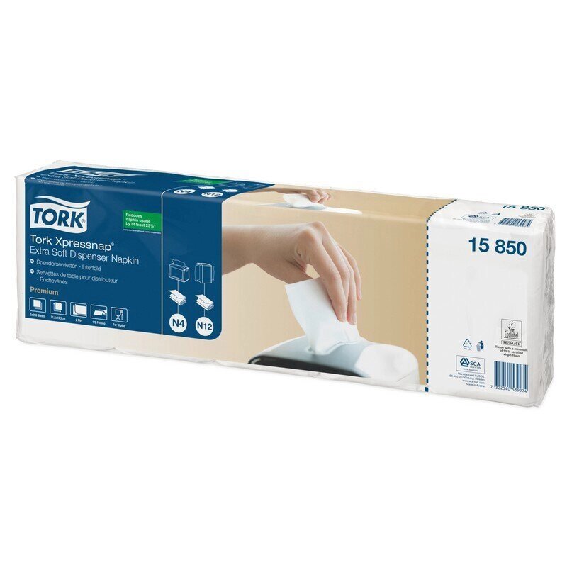 Салфетки бумажные для диспенсера Tork Premium N4/N12 15850 (2-слойные, 16.5x21.6 см, белые с тиснением, 5 - распродажа