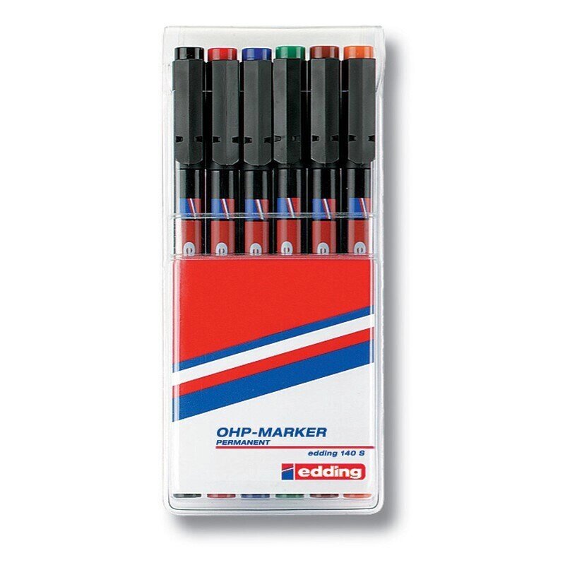 Набор маркеров для пленок и глянцевых поверхностей Edding E-140 S/6 6 цветов (толщина линии 0.3 мм) - характеристики
