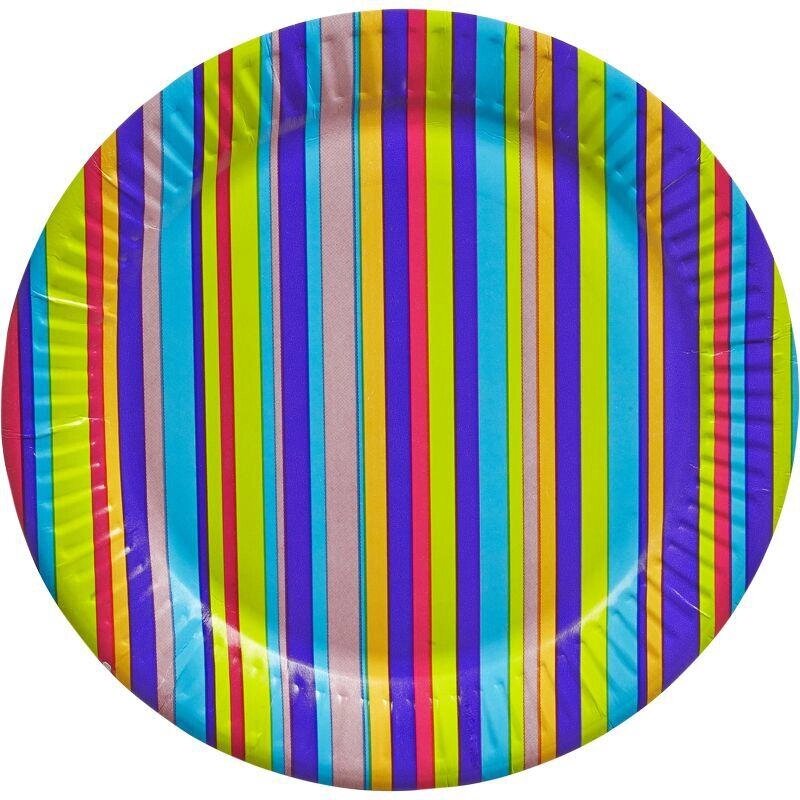 Тарелка одноразовая Buffet-Party Джайв бумажная разноцветная 180 мм 6 штук в упаковке - гарантия