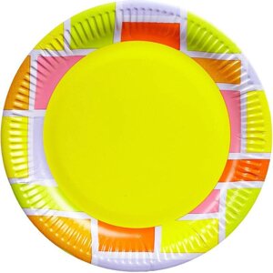 Тарелка одноразовая Buffet-Party Смальта бумажная разноцветная 230 мм 6 штук в упаковке