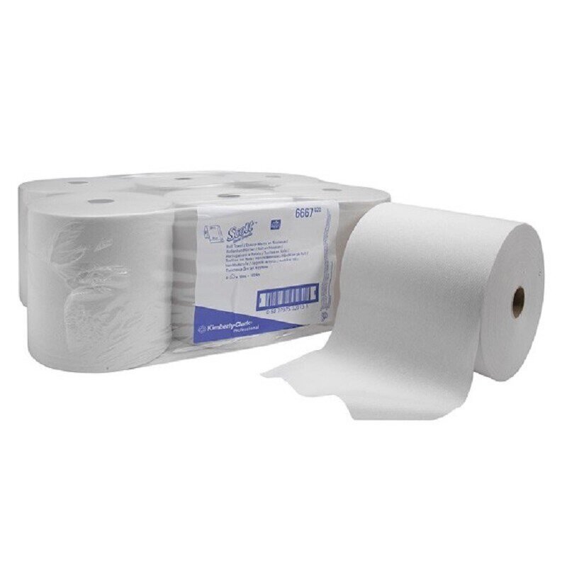 Полотенца бумажные рулонные KIMBERLY-CLARK Scott, комплект 6 шт., 304 м, белые, диспенсер 601536, АРТ. 6667 - особенности