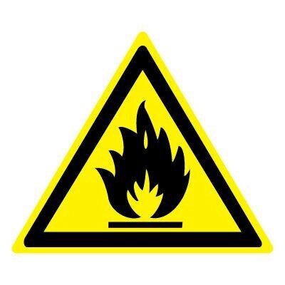 Знак Эксклюзив W01 Пожароопасно. Легковоспламеняющиеся вещества (размер 200х200) фотолюминесцентный - распродажа