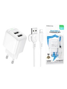 Блок питания сетевой 2USB + кабель Type-C