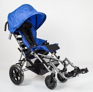 Кресло-коляска для детей с ДЦП Ortonica KITTY 14" PU (36 см) капюшон, удлин. спинки, фикс. стоп, синий