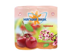 Туалетная бумага Мягкий знак - Deluxe аромат Черешня 2-х сл 4рул х24