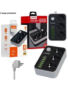Сетевой фильтр на 3 розетки + 6 USB 3.4A