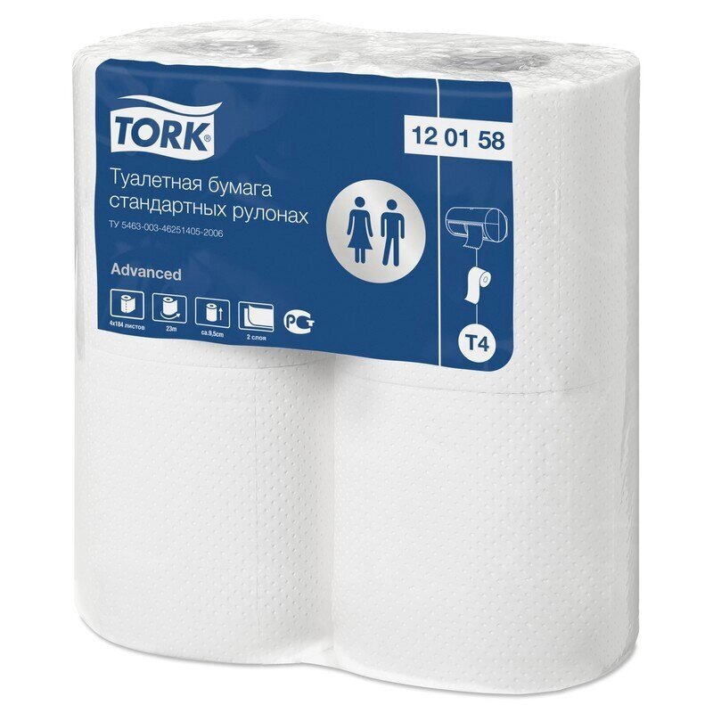 Бумага туалетная Tork Advanced 120158 T4 (2-слойная, белая, 4 рулона в упаковке) - отзывы