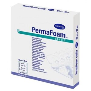 PERMAFOAM cavity (4094255) Губчатая повязка для тампонирования глубоких ран 10х10см 3шт