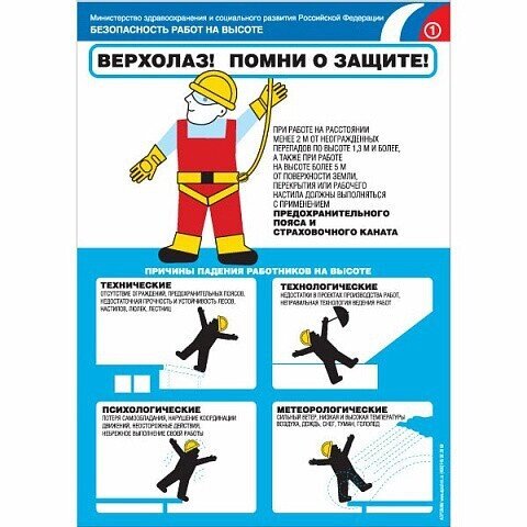Плакат- Безопасность работ на высоте (на бумаге) (3 листа) от компании Арсенал ОПТ - фото 1