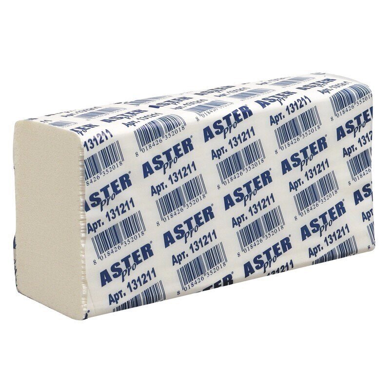 Полотенца бумажные листовые Aster Pro Z-сложения 2-слойные 25 пачек по 150 листов (артикул производителя от компании Арсенал ОПТ - фото 1