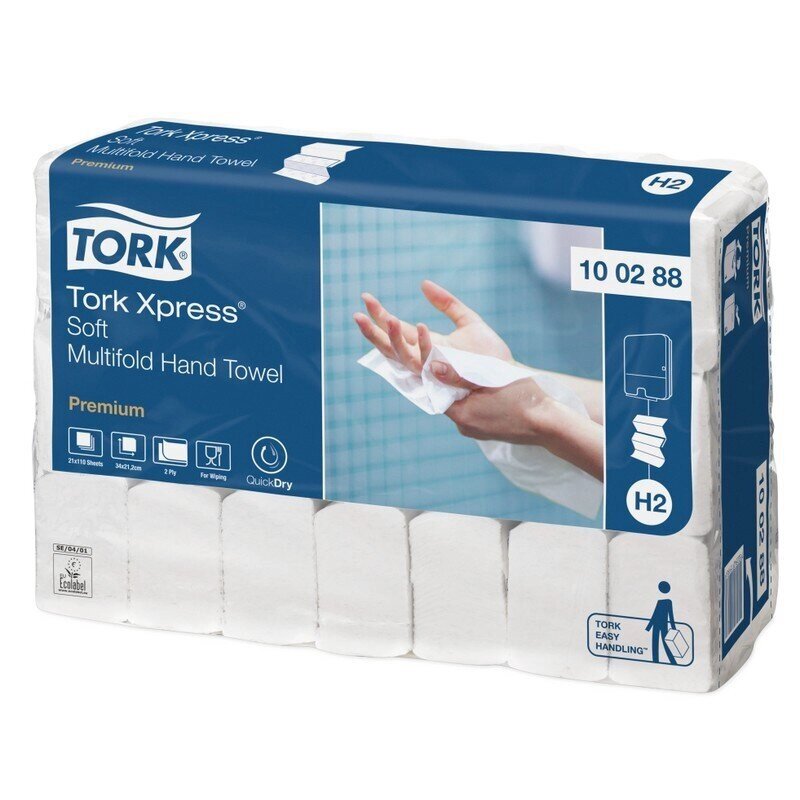 Полотенца бумажные листовые Tork Premium H2 100288 М-сложения 2-слойные 21 пачка по 110 листов от компании Арсенал ОПТ - фото 1