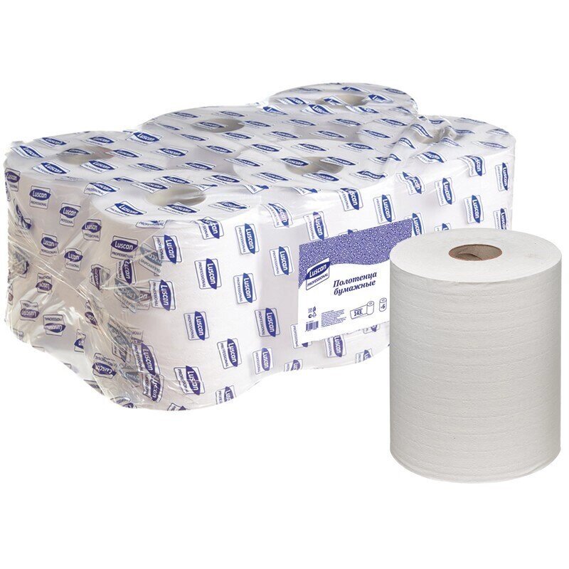 Полотенца бумажные в рулонах Luscan Professional 2-слойные 6 рулонов по 143 метра от компании Арсенал ОПТ - фото 1