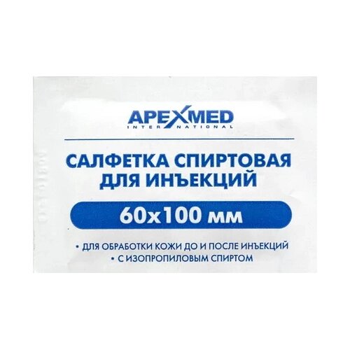 Салфетка для инъекций Apexmed 60х100 мм саше 100 шт от компании Арсенал ОПТ - фото 1