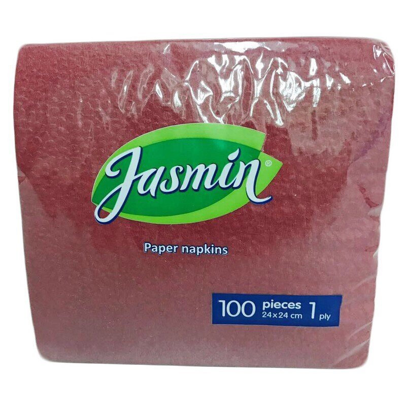 Салфетки бумажные Jasmin 1-слойные 24х24 см бордовые (100 штук в упаковке) от компании Арсенал ОПТ - фото 1