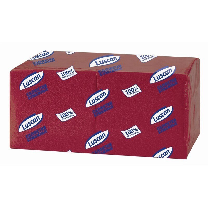Салфетки бумажные Luscan Profi Pack 1-слойные (24x24 см, бордовые, 400 штук в упаковке) от компании Арсенал ОПТ - фото 1