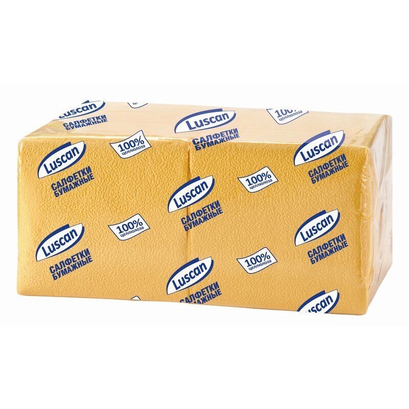 Салфетки бумажные Luscan Profi Pack 1-слойные (24x24 см, желтые, 400 штук в упаковке) от компании Арсенал ОПТ - фото 1