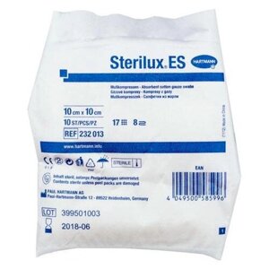 STERILUX ES (2321820) Салфетки стерильные 5 х 5 см; 8 слоев; 17 нитей, 10 шт/уп., 200 уп.