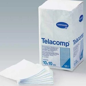 TELACOMP (4521352) марлевые салфетки с р/контрастной нитью стер. 10х10см 12сл 16х10шт