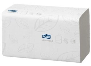 Tork Advanced 290163-00 полотенца ZZ белые в пачках 2-сл 250л 23х25 х15
