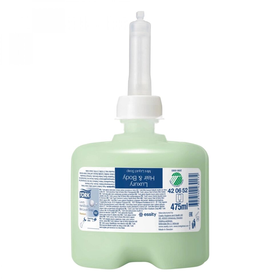 Tork мыло-шампунь для тела и волос Premium ЛЮКС мини 420652 475 мл светло-зеленый от компании Арсенал ОПТ - фото 1