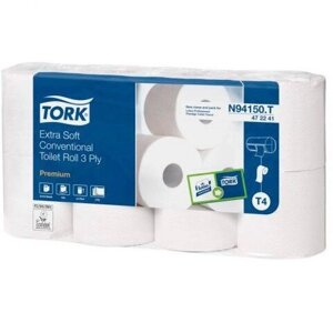 Tork Premium 472241 ультрамягкая туалетная бумага в стандартных рулонах 3-сл 8рул х5