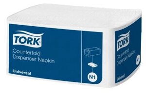 Tork Universal Napkins 10905 салфетки белые 1-сл 33*32 250л х16