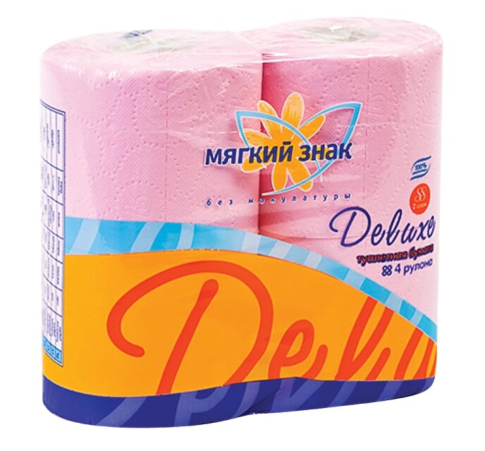 Туалетная бумага Мягкий знак - Deluxe розовая 2-х сл 4рул х21 от компании Арсенал ОПТ - фото 1