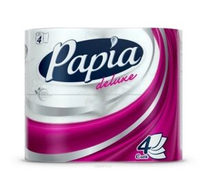Туалетная бумага PAPIA Deluxe белая 4 сл 4 рул х14