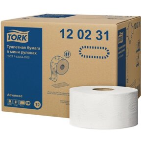 Туалетная бумага в рулонах Tork Advanced T2 120231 2-слойная 12 рулонов по 170 метров
